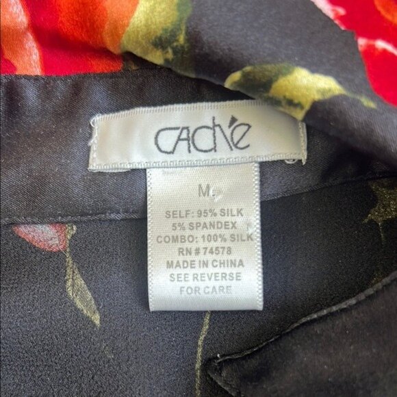 Cache Floral Button Front Mesh Detail Blouse - M - Picture 4 of 5